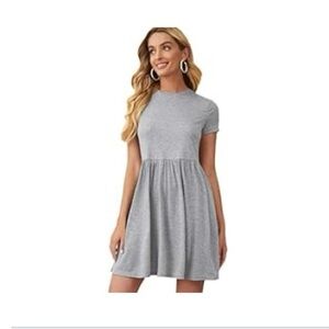 Source Unknown Gray A-Line Mini Dress Mock Neck